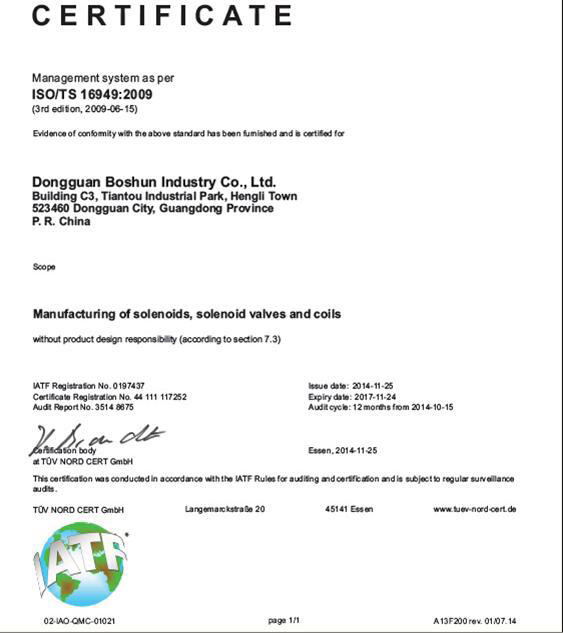 博厚電機(jī)集團(tuán)東莞博順實業(yè)順利通過：TS16949 德國TUV年度審核